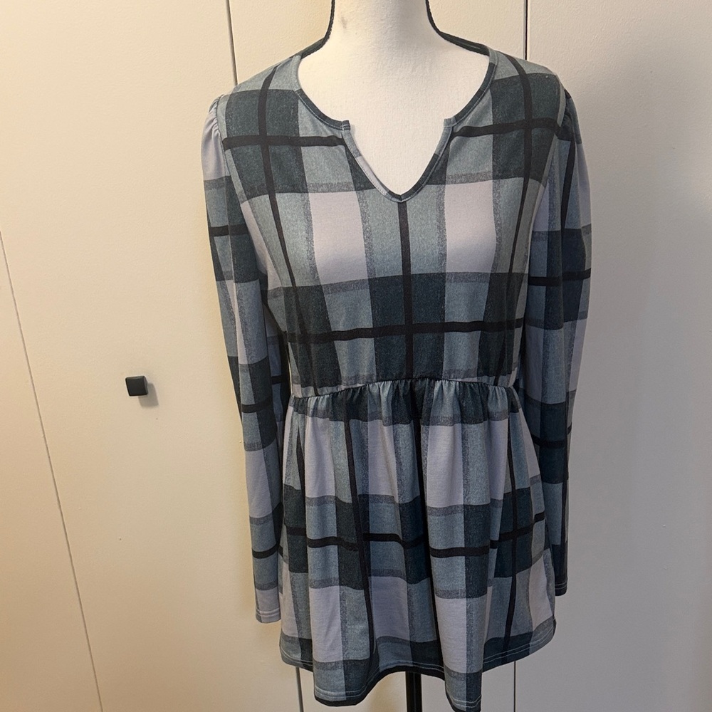 Elegant Plaid Long Sleeve Blouse